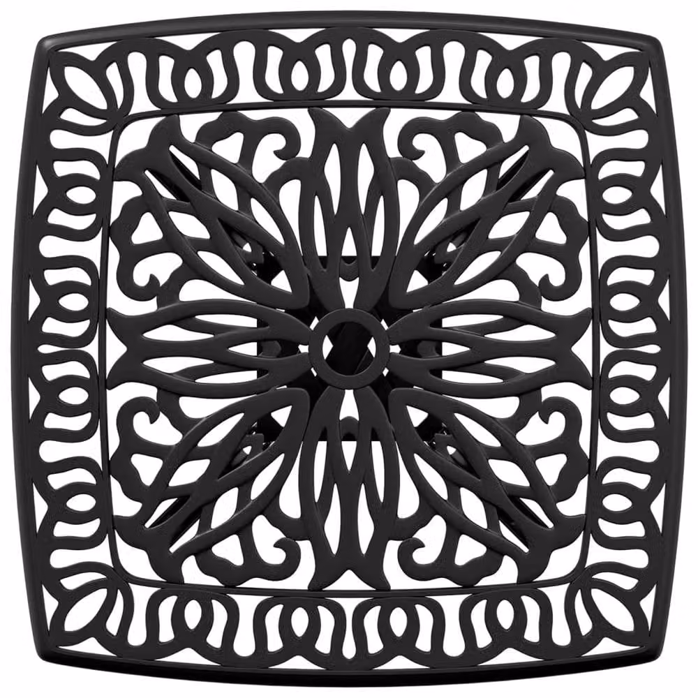 Berkfield Home Black Cast Aluminium Square Garden Table W/D/H: 53 x 53 x 53 cm – 4
