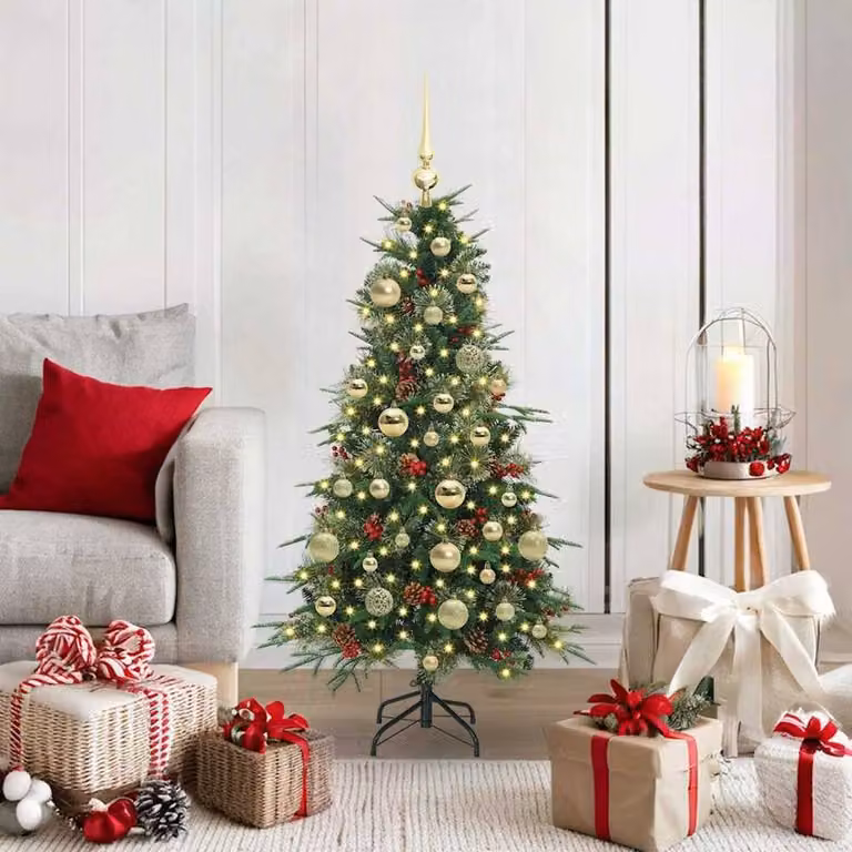 Berkfield Home Elegant Green Artificial Hinged Tabletop Christmas Tree, Height: 120 cm