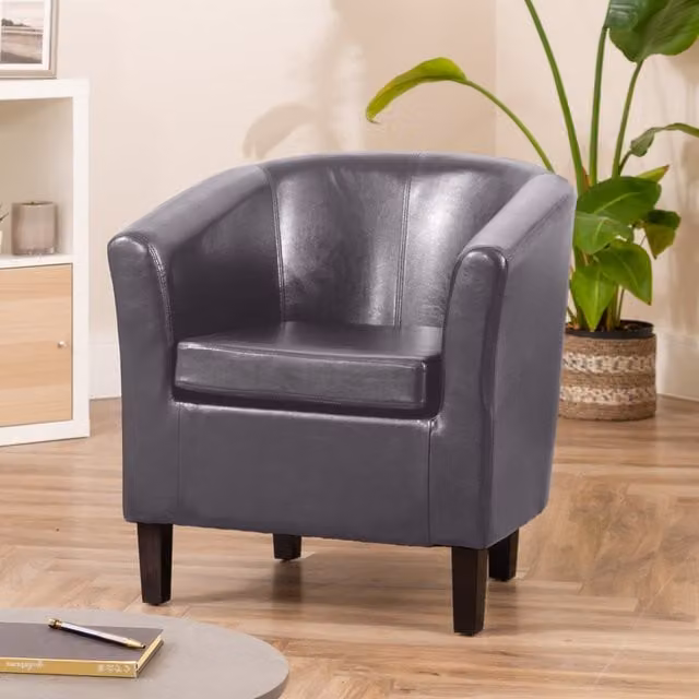 Artemis Home Meriden Grey Vegan Leather Tub Chair