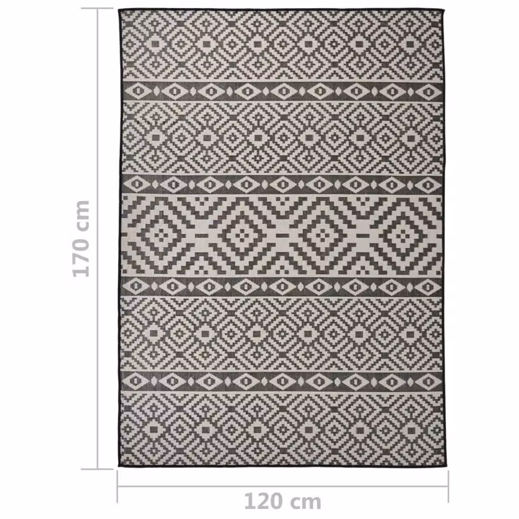 Berkfield Home Outdoor Flatweave Striped Rug in Black, W/D: 120 x 170 cm – 5