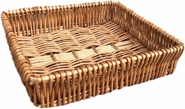 Red Hamper Brown Rectangular Wicker Rattan Shallow Tray Width: 30 cm