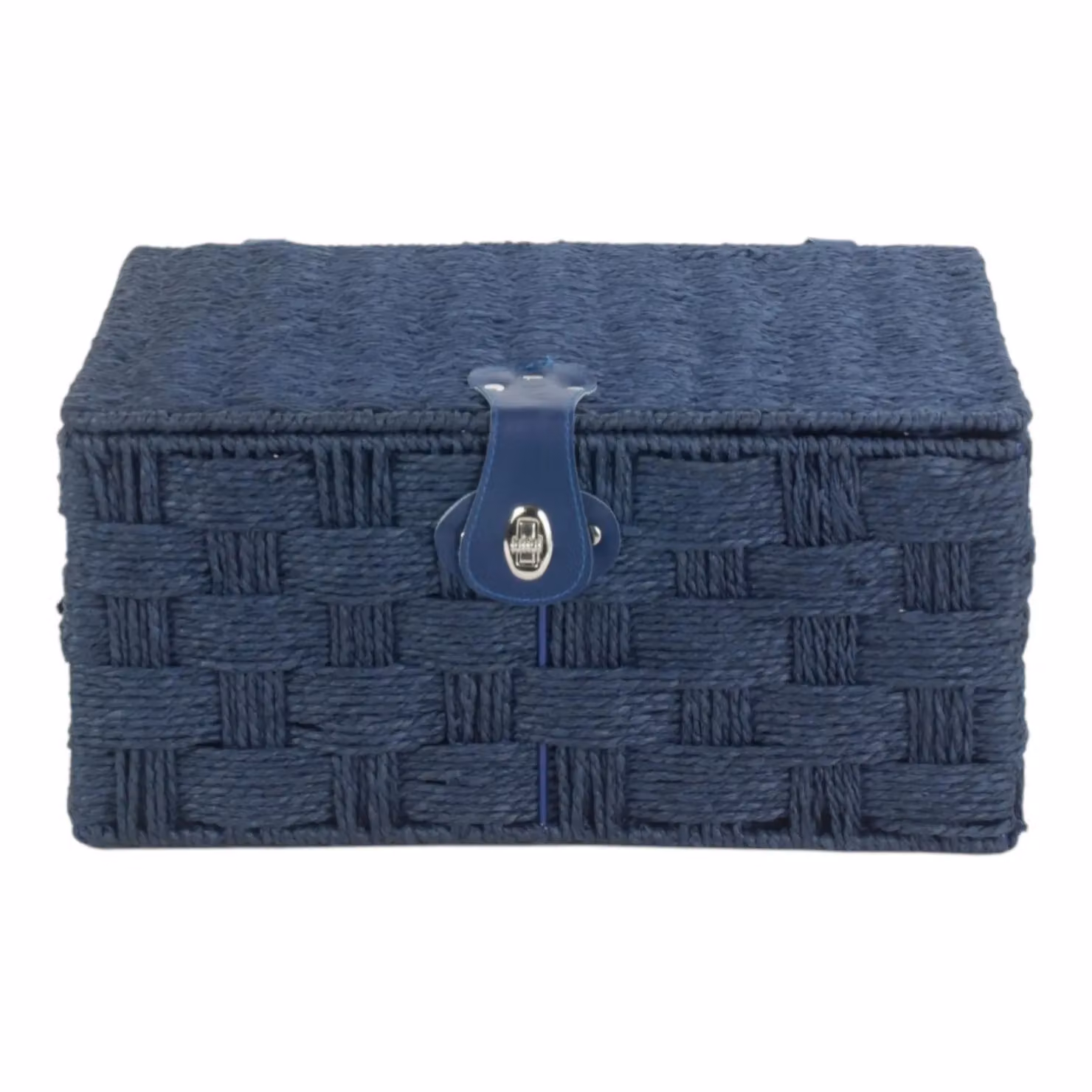 Red Hamper Blue Woven Paper Rope Picnic Basket with Lid, W/D/H: 45.0 x 34.0 x 21.0 cm – 2