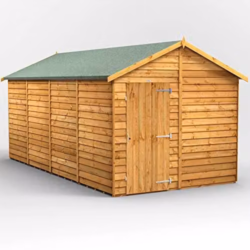 Powersheds Premium Apex Wooden Garden Overlap Shed in Natural Brown, Windowless, W/D/H: 258 x 239.1 x 239.08 cm – 1