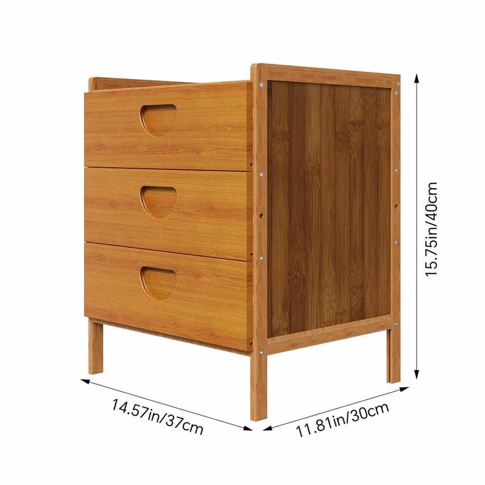 EONLION Brown Bedside Table with Drawer and Classic Wood and Glass Design – 2