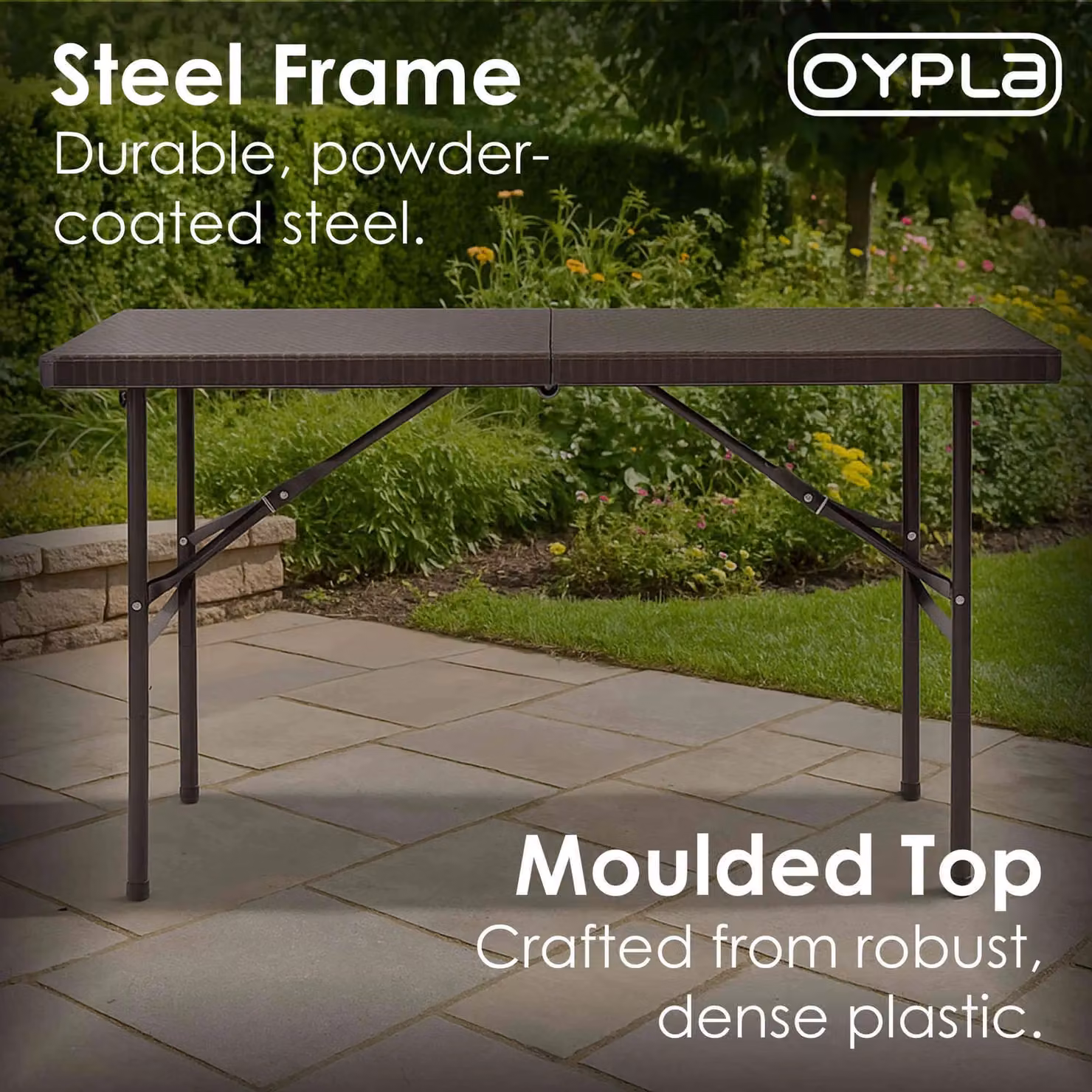 Oypla 4ft Folding Outdoor Rattan Trestle Table in Brown – 3