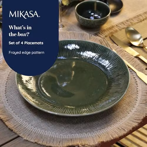 Mikasa Set of 4 Round Jute Woven Placemats, Beige, Diameter: 38 cm – 2