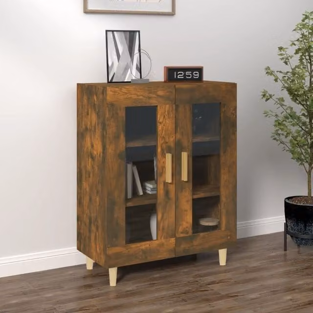 Berkfield Home Smoked Oak Sideboard in Brown, W/D/H: 69.5 x 34 x 90 cm