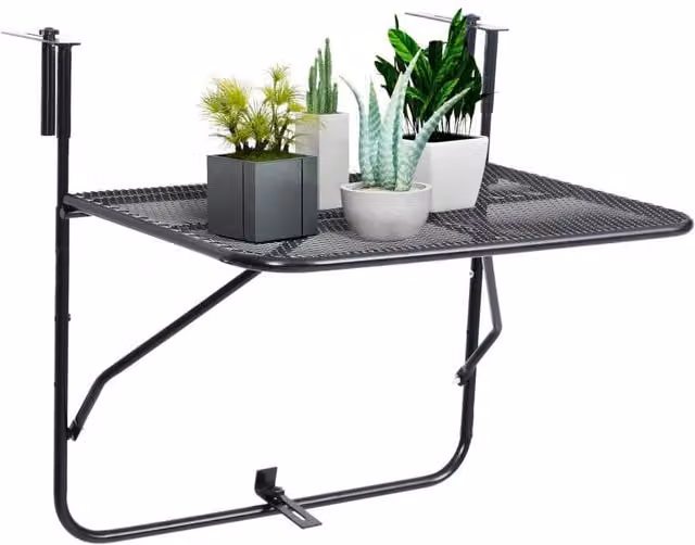Berkfield Home Sturdy Balcony Table in Black Steel, W: 60 cm, D: 40 cm, H: 65 cm