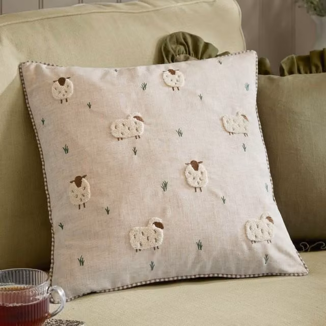 Wylder White Striped Velvet Square Cushion, W/D/H: 45 x 45 x 1 cm – 1