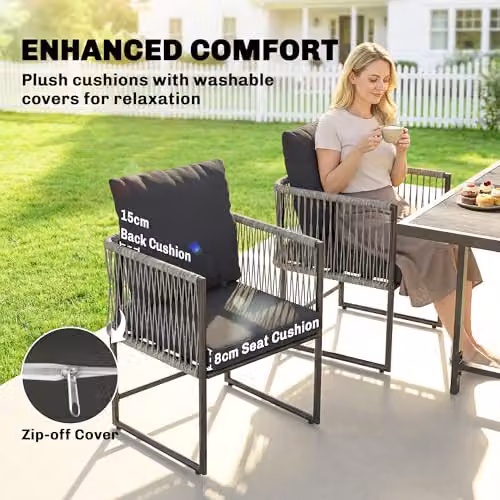 Outsunny 4-Seater Garden Dining Set with Space-Saving Chairs, Black and Grey, W/D/H: 108 x 72.5 x 43 cm – 5