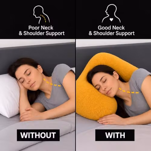 NIGHTZONE Teddy V Shaped Maternity Pillow and Fleece Cover in Ochre Yellow – 4