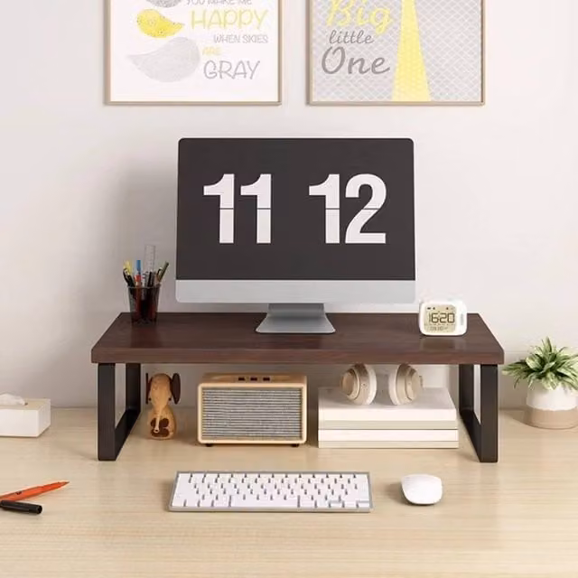 EONLION Brown Wood Computer Desktop Monitor and Laptop Stand – 1