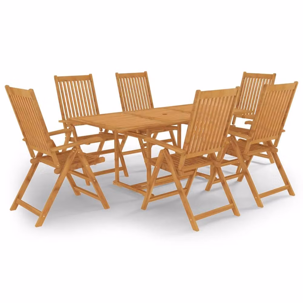 Berkfield Home 7 Piece Garden Dining Set in Brown Solid Teak Wood