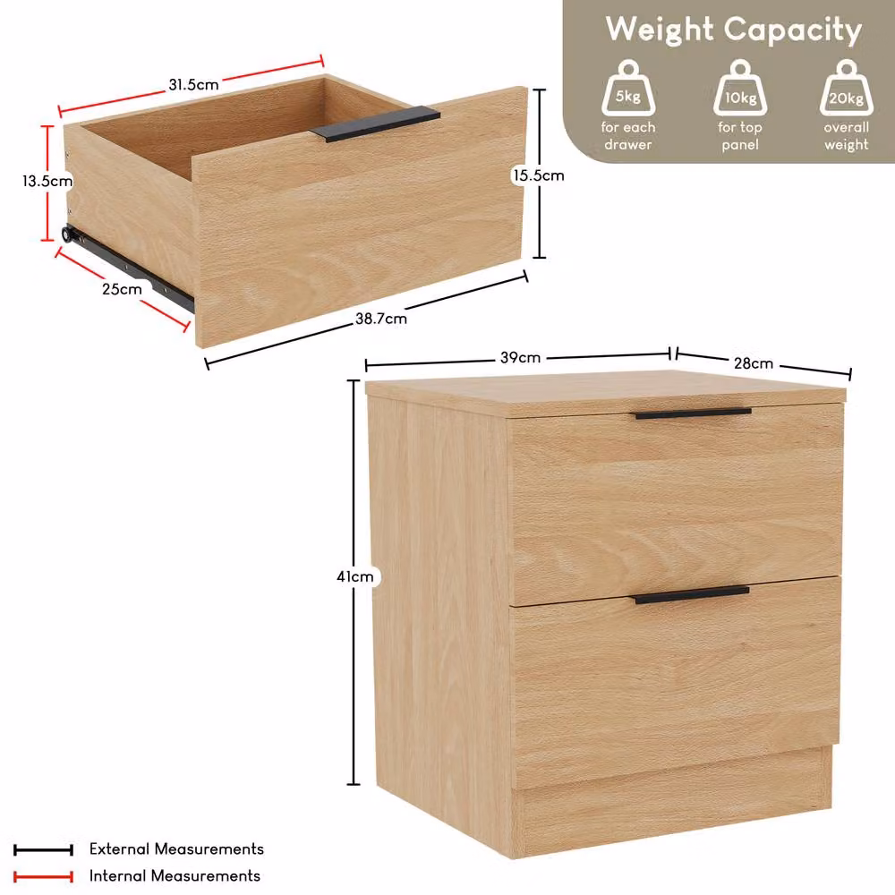 Vida Designs Trega 2 Drawer Bedside Chest in Brown – 2