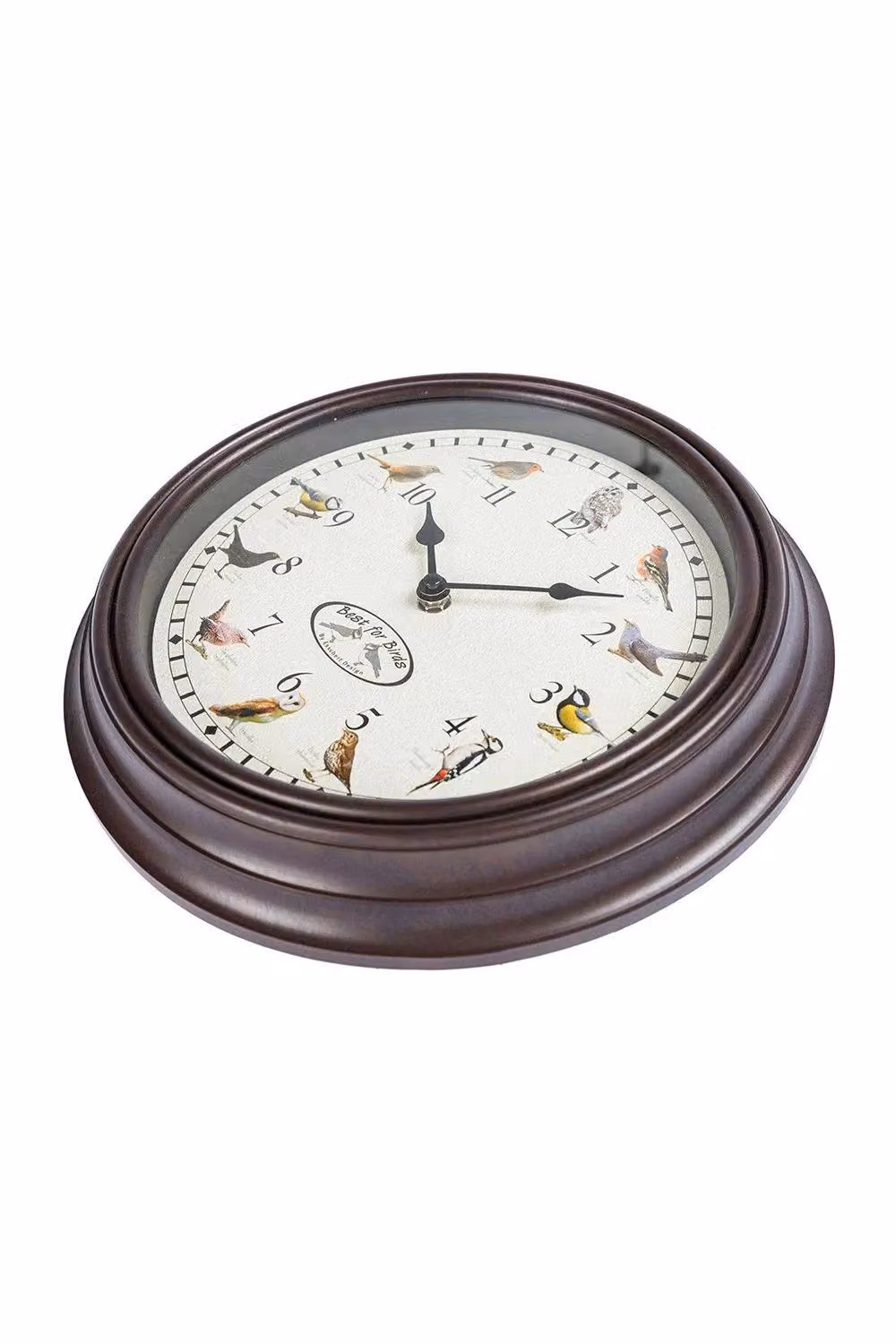 HOMESCAPES Singing Bird Song Quartz Wall Clock, Multicolour, Diameter: 30 cm – 5