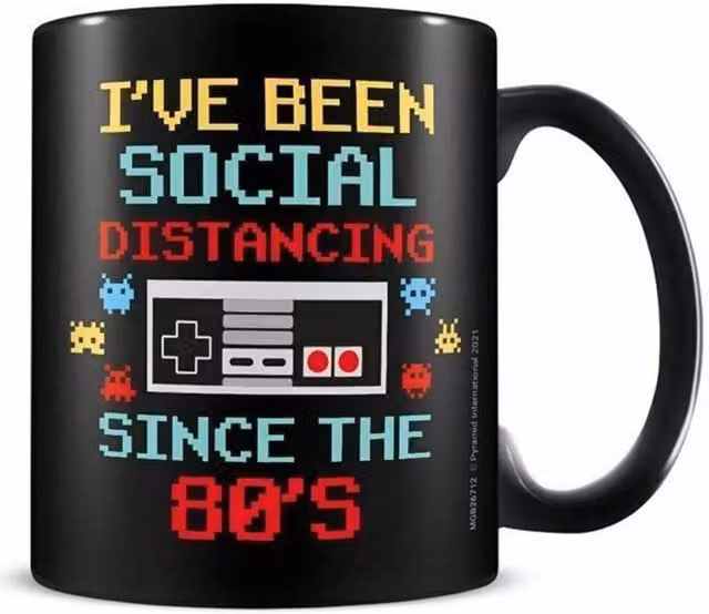 Pyramid International Social Distancing Since The 80s Ceramic Mug in Multicolour and Black
