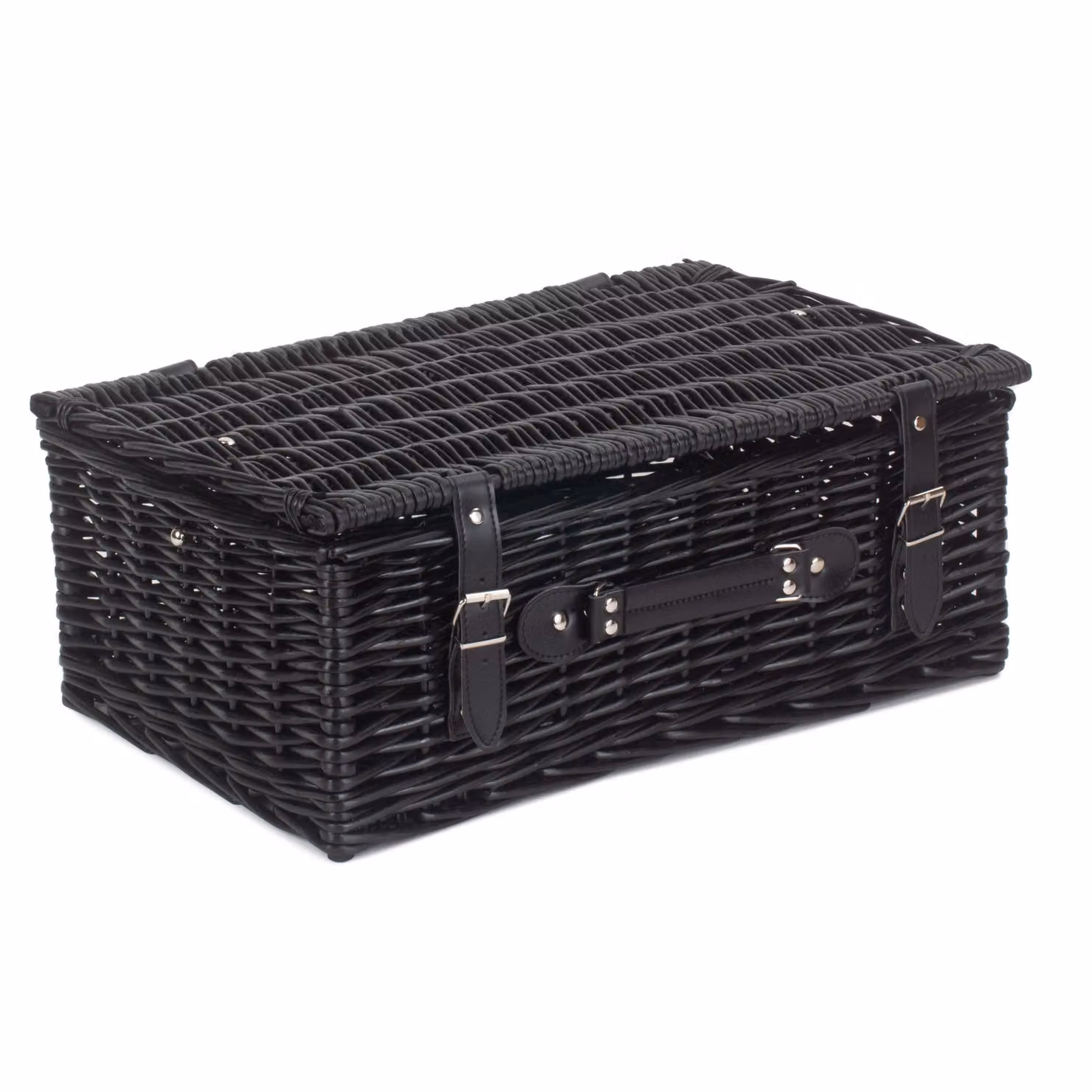 Red Wicker Hamper with Black Willow Design and Removable Cotton Bag – 2