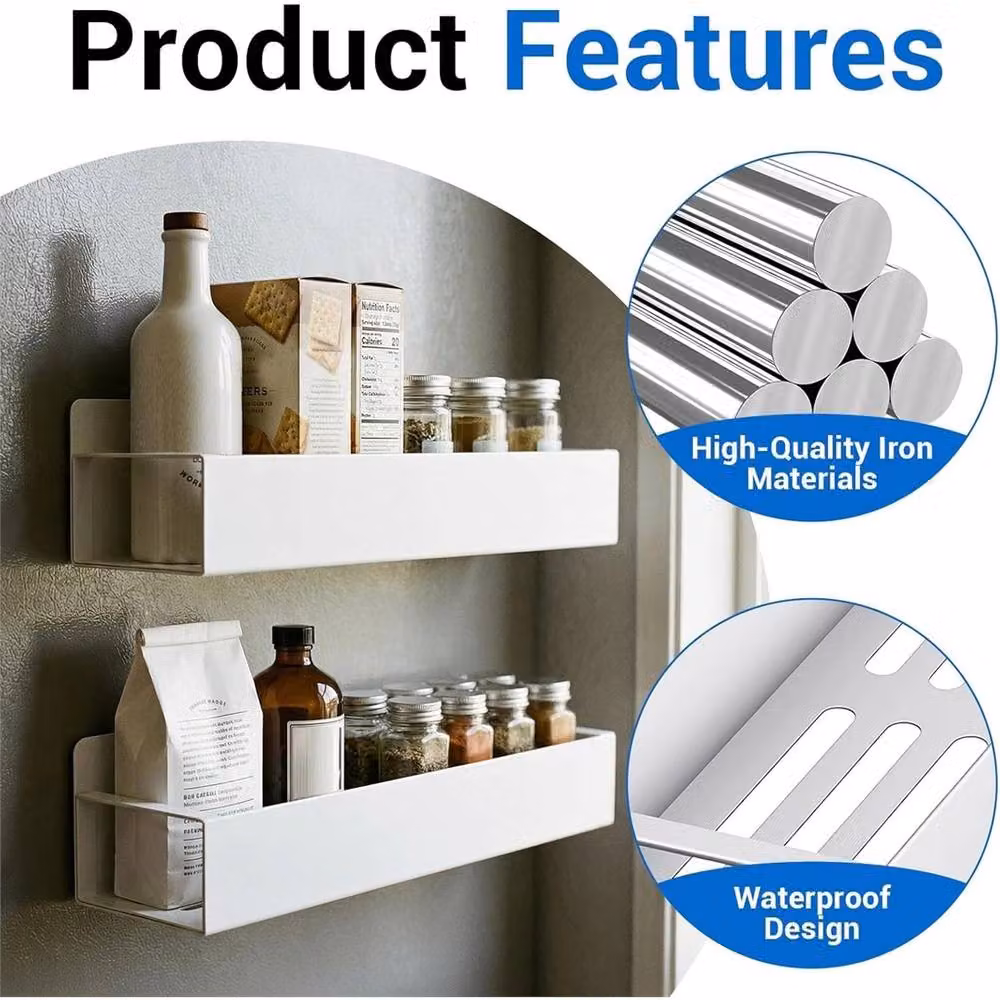 Nordara 4 Pack Magnetic Metal Fridge Spice Racks in White – 3