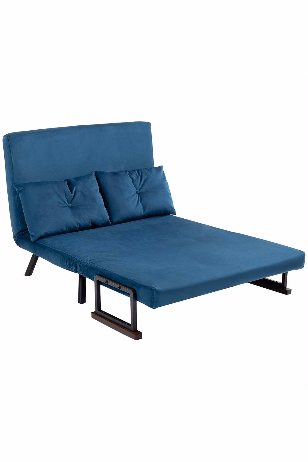 ERGOVEXA 4-in-1 Blue Velvet Click Clack Double Sofa Bed with Scatter Cushions, W/D/H: 140 x 200 cm – 2