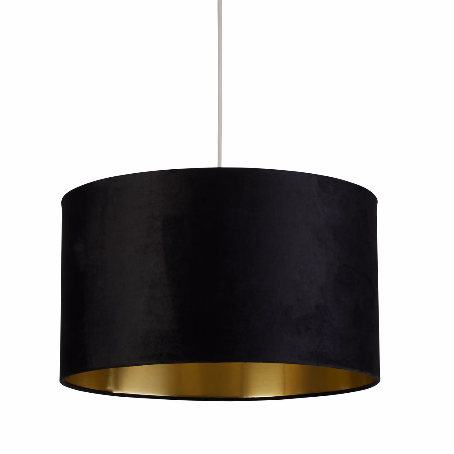 Lighting Collection Black Velvet Cylinder Lamp Shade with Brushed Gold Inner Shade, Diameter: 27 cm – 2