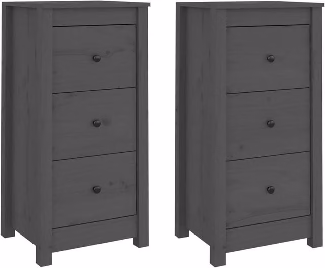 Berkfield Home Set of 2 Grey Rustic Solid Wood Pine Sideboards, W/D/H: 40 x 35 x 80 cm – 1