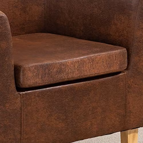 WestWood Modern Faux Leather Tub Chair with Armrests in Brown – 2