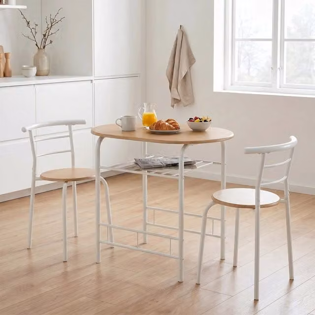 Seconique Derry Modern Oval Dining Set with Table and 5 Chairs in White and Oak