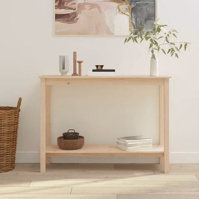 Berkfield Home Rustic Solid Wood Pine Console Table, Brown, W/D/H: 110 x 40 x 80 cm – 1