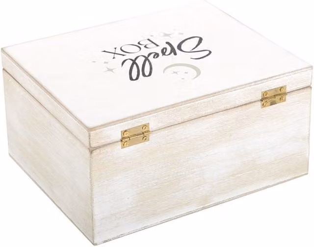 KDMK Mystic White Witch Spell Storage Box, White Shabby Chic Solid Wood Rectangular Tabletop Box