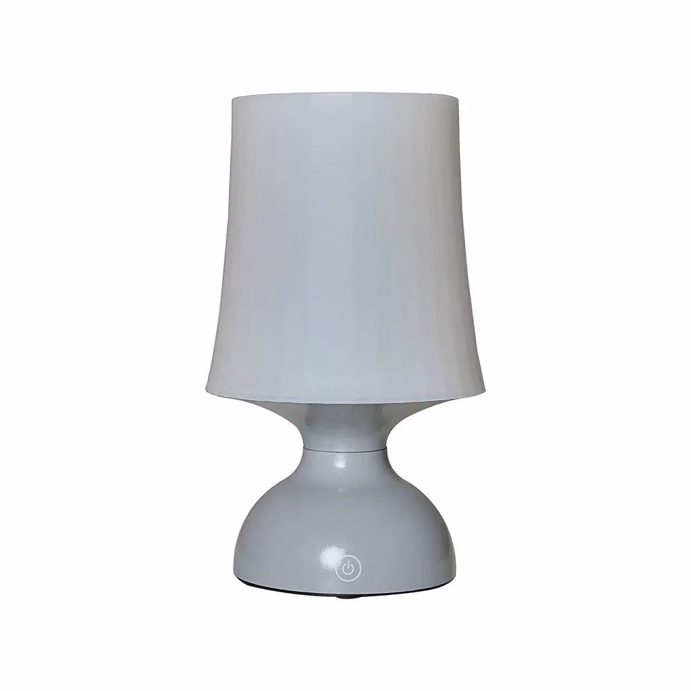 MiniSun Wireless LED Grey Touch Table Lamp with White Tapered Fabric Shade – 2