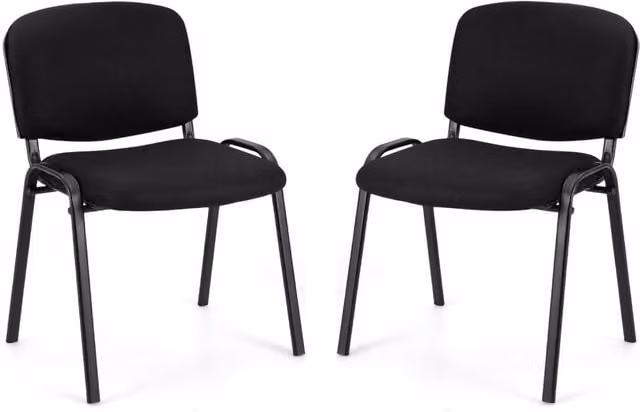 Costway Set of 2 Modern Black Fabric and Metal Waiting Room Chairs for Home or Office