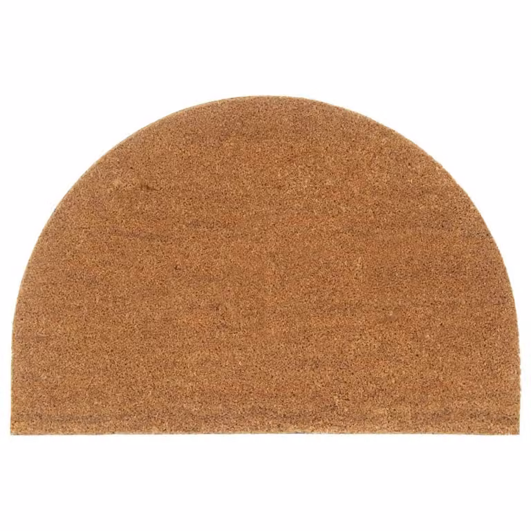 Berkfield Home Natural Brown Tufted Coir Half Round Door Mat W: 60 cm, D: 90 cm