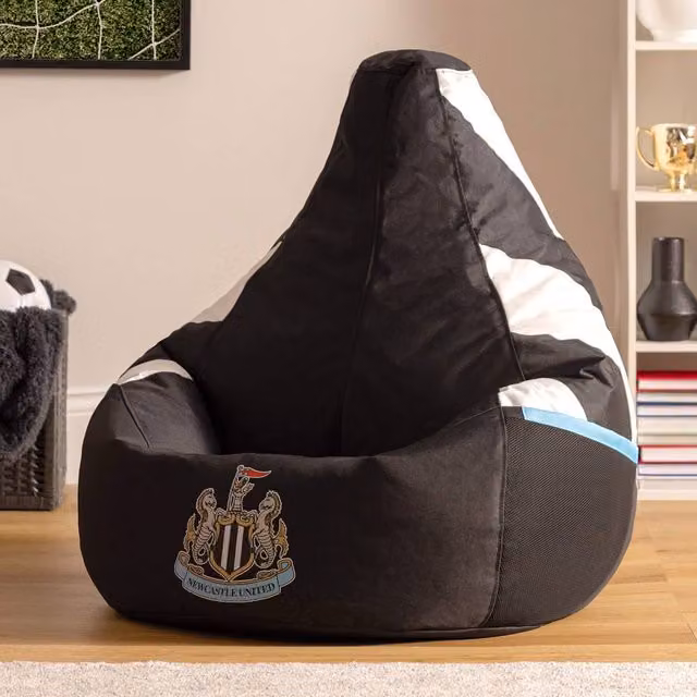 icon Official Newcastle United Water Repellent Bean Bag Chair in Black and White with Filling Included – 1