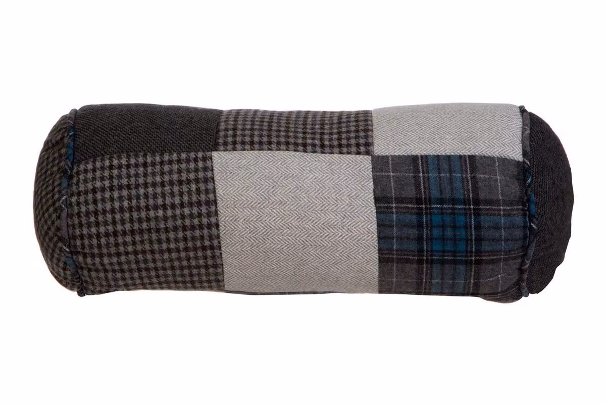 Orsina Heritage Patchwork Bolster Cushion in Blue and Black – 4