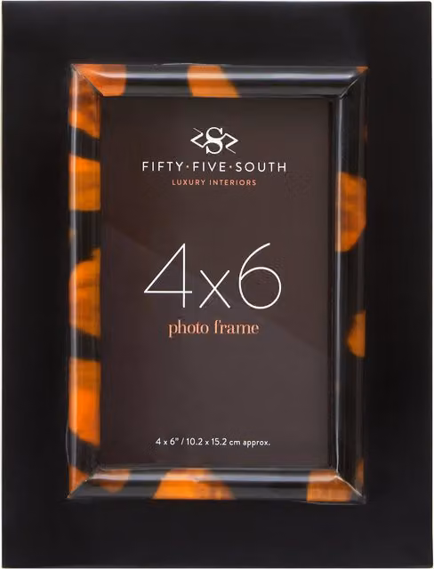 Orsina Roma Tortoise Shell Animal Print Photo Frame in Black, Rectangular, Single, Freestanding