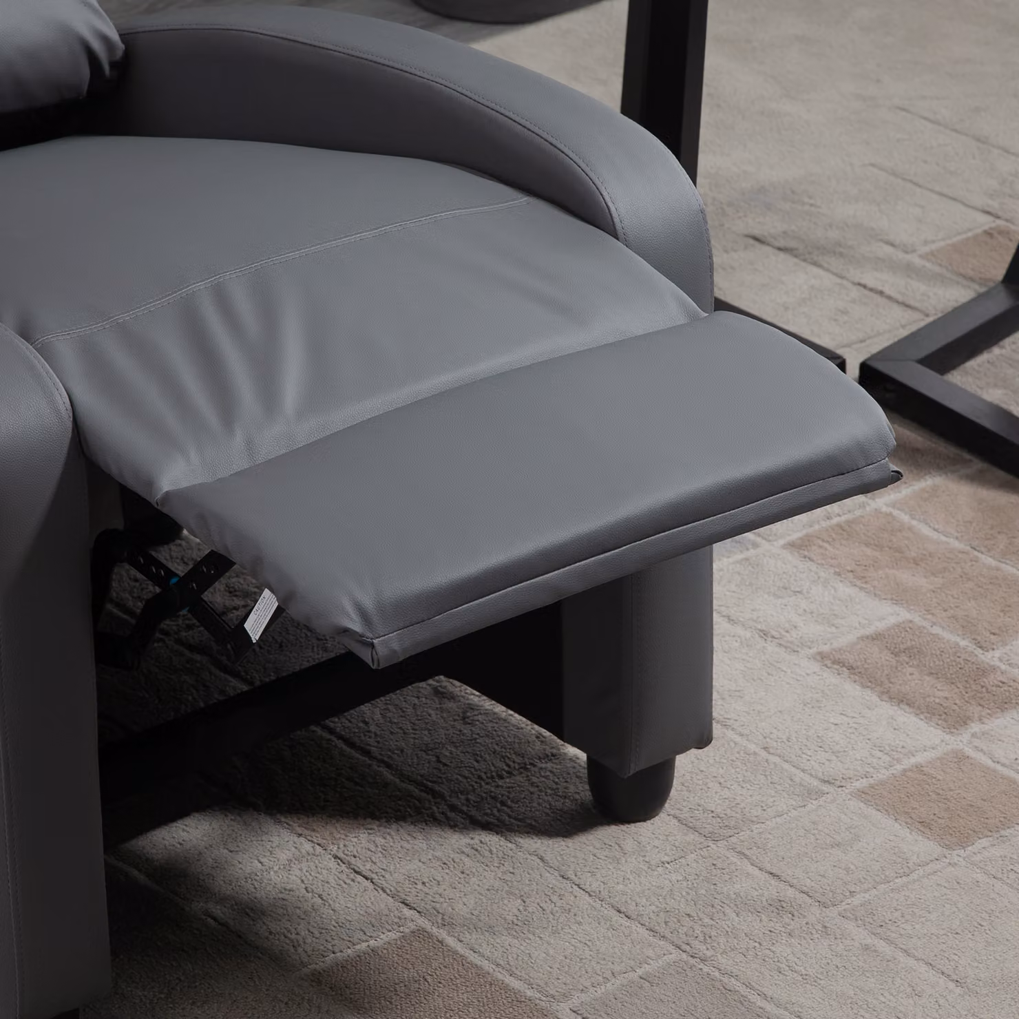 HOMCOM Reclining Massage Chair in Grey Faux Leather with Footrest and Remote Control – 6