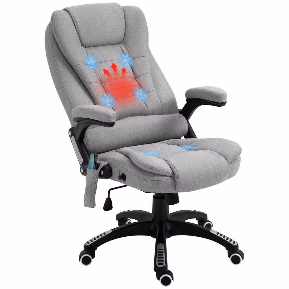 Rolipo Heated Massage Reclining Fabric Executive Office Chair in Light Grey – 2