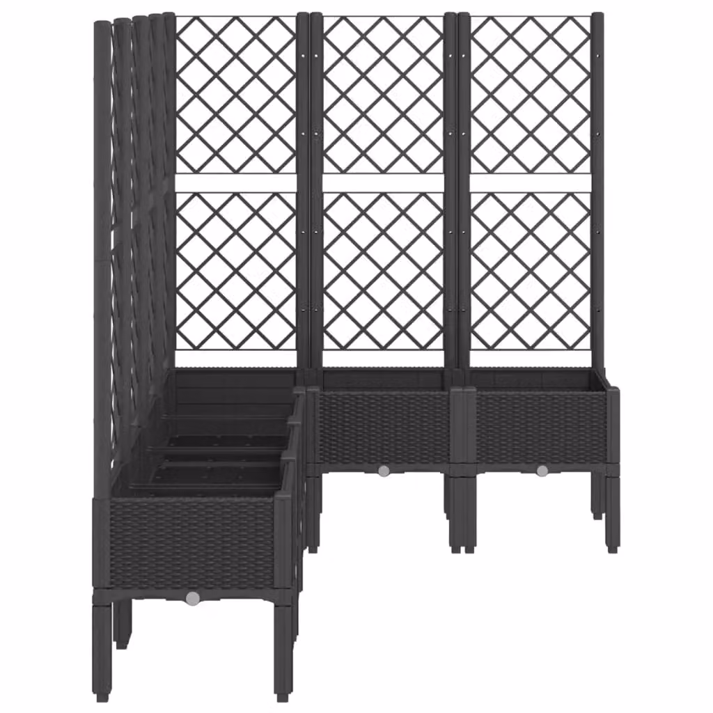Berkfield Home Garden Planter with Trellis in Black, W/D/H: 160 x 120 x 142 cm – 4
