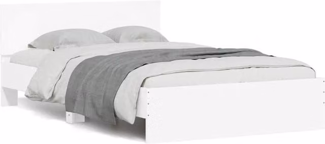 Berkfield Home Modern White Bed Frame with Headboard, LED Under-Bed Lighting and USB Charging Port, W/D/H: 120 x 200 cm – 1