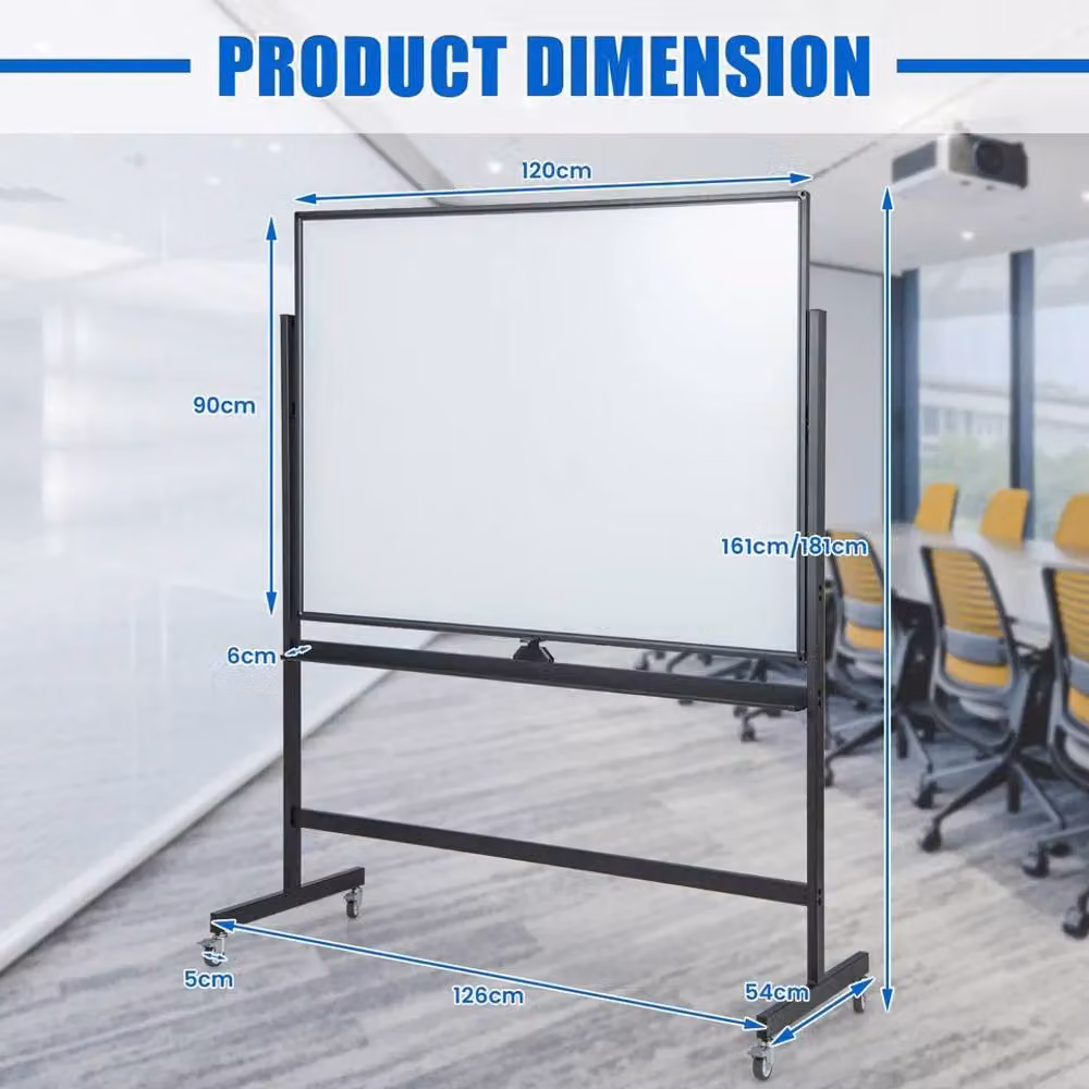 Costway Double Sided Magnetic Whiteboard with Adjustable Mobile Revolving Stand in Black – 2