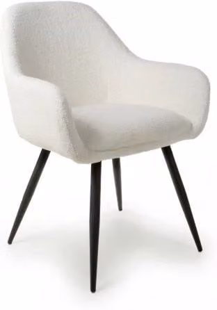 IH Design Danna Boucle Dining Chairs with Armrests, Set of 2, Off-White