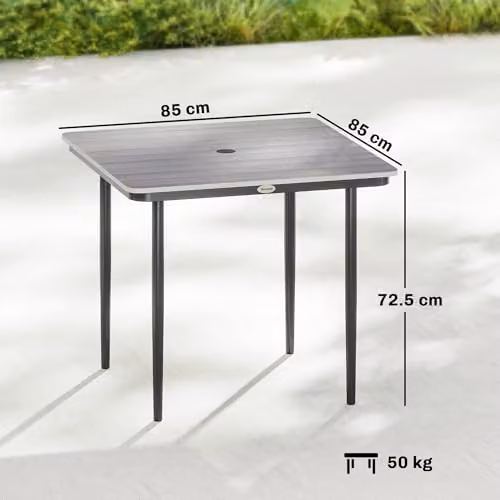 Outsunny Square Garden Dining Table for 4 People, Light Grey, W/D/H: 85 x 85 x 72.5 cm – 3