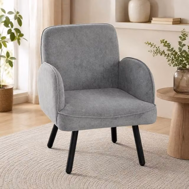 STILVORA Modern Grey Velvet Tub Armchair with Spring Core Cushion – 1
