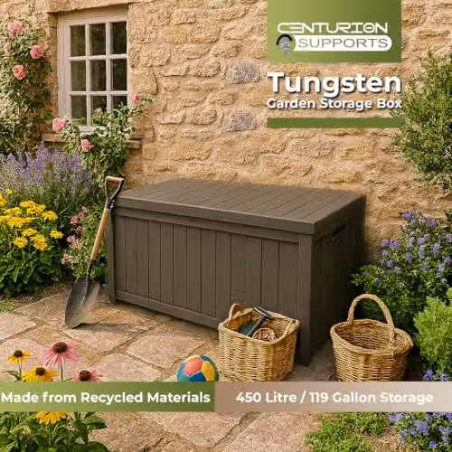 Centurion Supports Tungsten 450 Litre Waterproof Lockable Garden Storage Box in Greige, W/D/H: 119 x 67.5 x 67.5 cm – 2