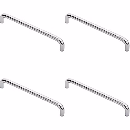Loops 4 Pack Round D-Bar Cabinet Pull Handles in Chrome, 170 x 10 mm with 160 mm Fixing Centres