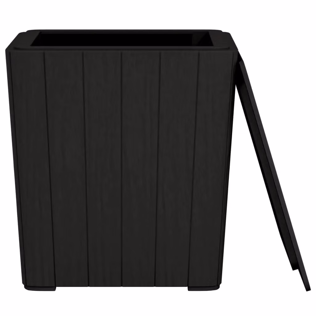 Berkfield Home Modern Garden Table with Removable Lid in Matt Black Polypropylene – 3