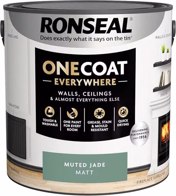Ronseal One Coat Everywhere Interior Matt Paint in Green, 2.5 l