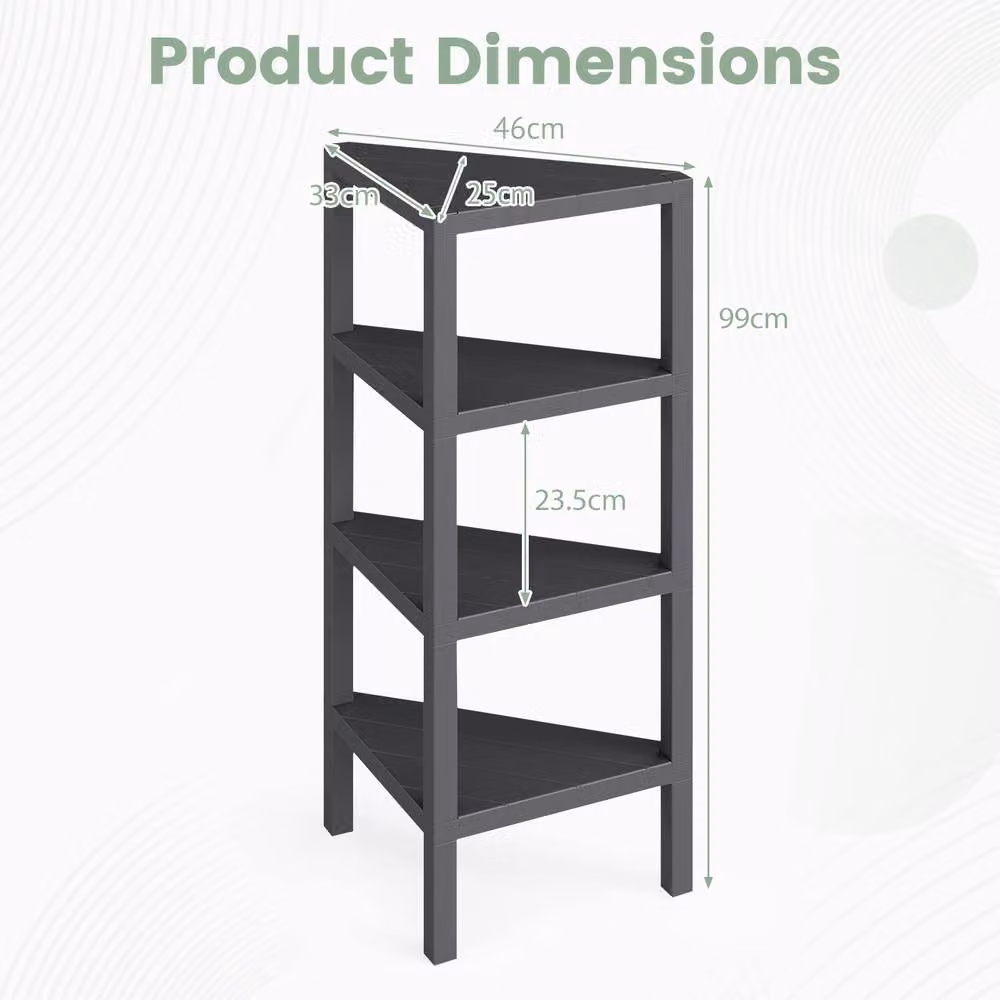 Costway 4-Tier Wooden Corner Plant Stand and Bookshelf with Open Slatted Shelves in Black – 2