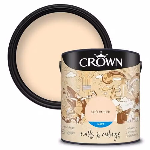 Crown Retail Core Emulsion Matt Soft Cream Dispersion Paint, Beige, 2.5 l