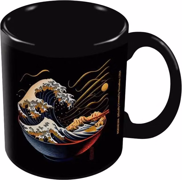 Threadless Noodle Wave Ceramic Mug in Black – 1